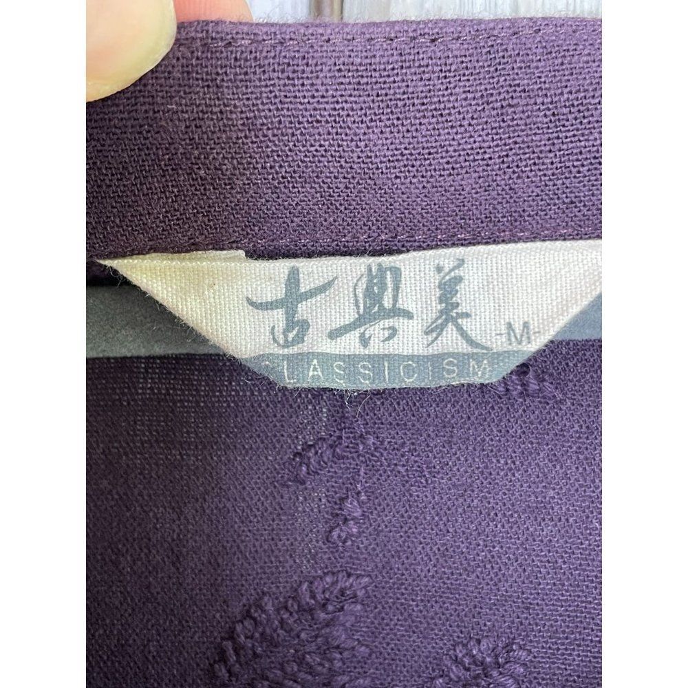 Retro Traditional Chinese 2 Tier Blouse Purple Size Medium - Picture 3 of 6